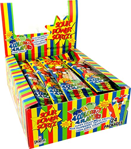 Sour Power Sortz Candy Straws, Sour Power Sortz Assorted, 1.75 Oz (Pack Of 24)