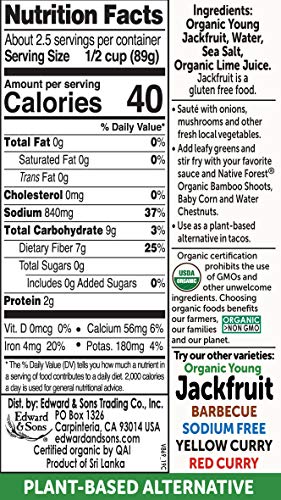 Native Forest Organic Young Jackfruit - Great Meatless Alternative, Plant Based Meat, Non-Gmo Project Verified, Usda Organic - Original, 14 Oz (Pack Of 6)