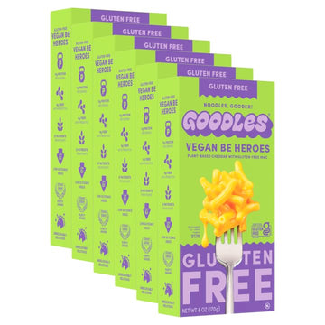 GOODLES Gluten-Free Vegan Be Heroes Mac and Cheese 6-pack, 6oz - 11g Protein & 4g Fiber per serving and 21 Nutrients from Plants