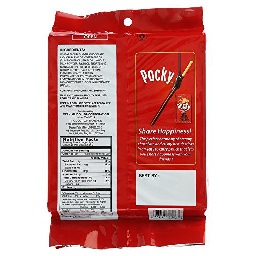 Glico Pocky, Chocolate Cream Covered Biscuit Sticks (9 Individual Bags), 4.13 Oz