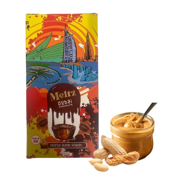 Meltz Chocolate Peanut Butter Bar - Filled with Peanut Cream, 192g, Individually Wrapped, Perfect Dubai Sweets Gift