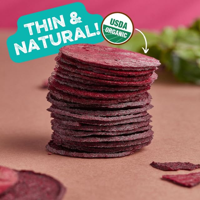 Good Chips Beet & Yacon - Crispy, Baked, No Oil, No Added Salt - Organic, High Fiber, Prebiotic Superfood - Healthy, Vegan Snack