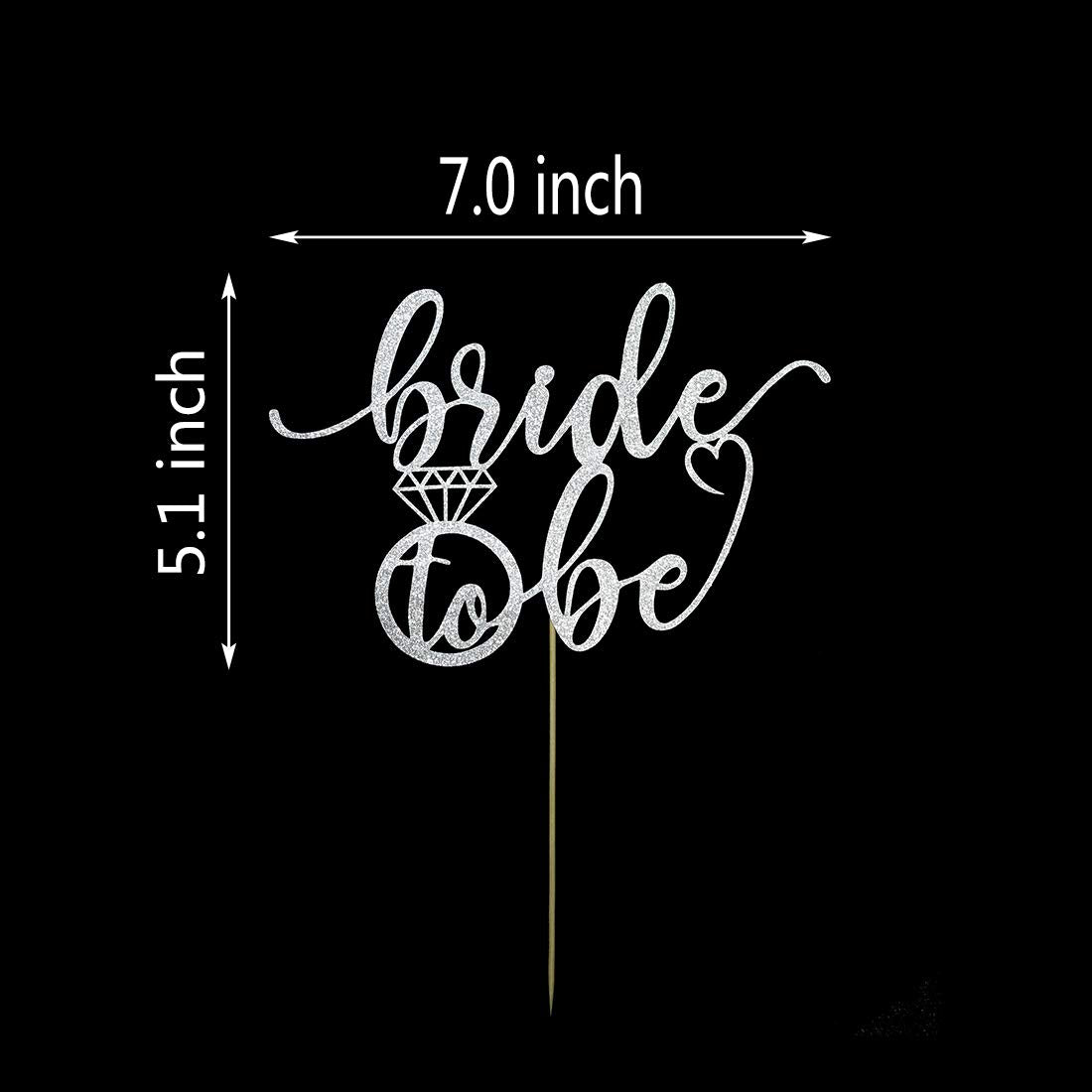 Aminjie Bride To Be Cake Topper For Bridal Shower/Wedding Shower/Engagement/Bachelorette/Hen Party Decorations, Double Sided Sil