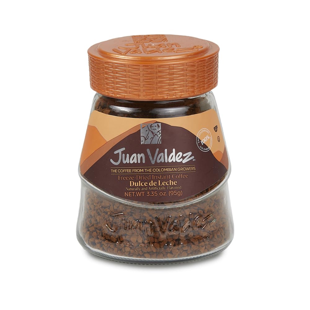 Juan Valdez Freeze Dried Coffee - Dulce de Leche Flavor | 100% Colombian Arabica Beans | 95g / 3.35oz | Easy to Prepare