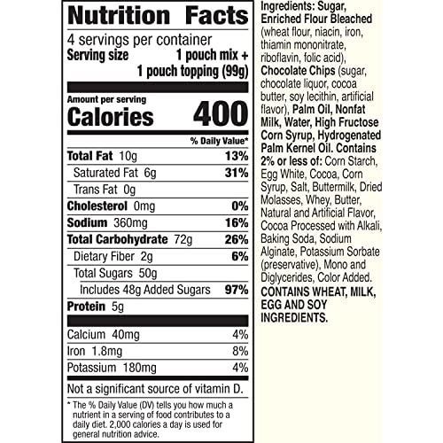 Betty Crocker Mug Treats Soft-Baked Chocolate Chip Cookie Mix with Fudge Topping, 4 Servings