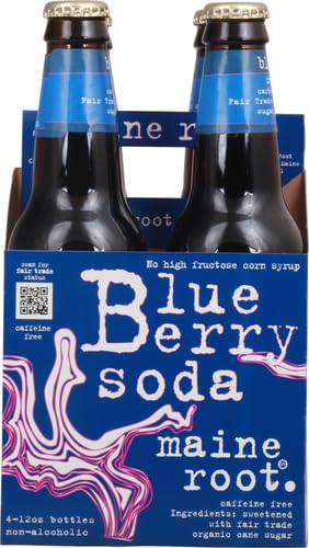 Maine Root Blueberry Soda, 48 fl oz, 4 ct - Refreshing Blueberry Flavor, All-Natural Ingredients