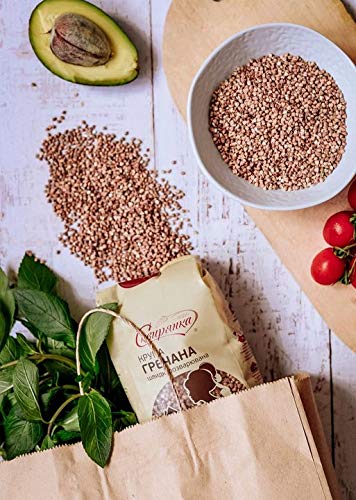 Skvira Buckwheat Groats Roasted Gluten Free Gmo Free 800 Gr / 28.22 Oz Grechka Product Of Ukraine (4 Pack)