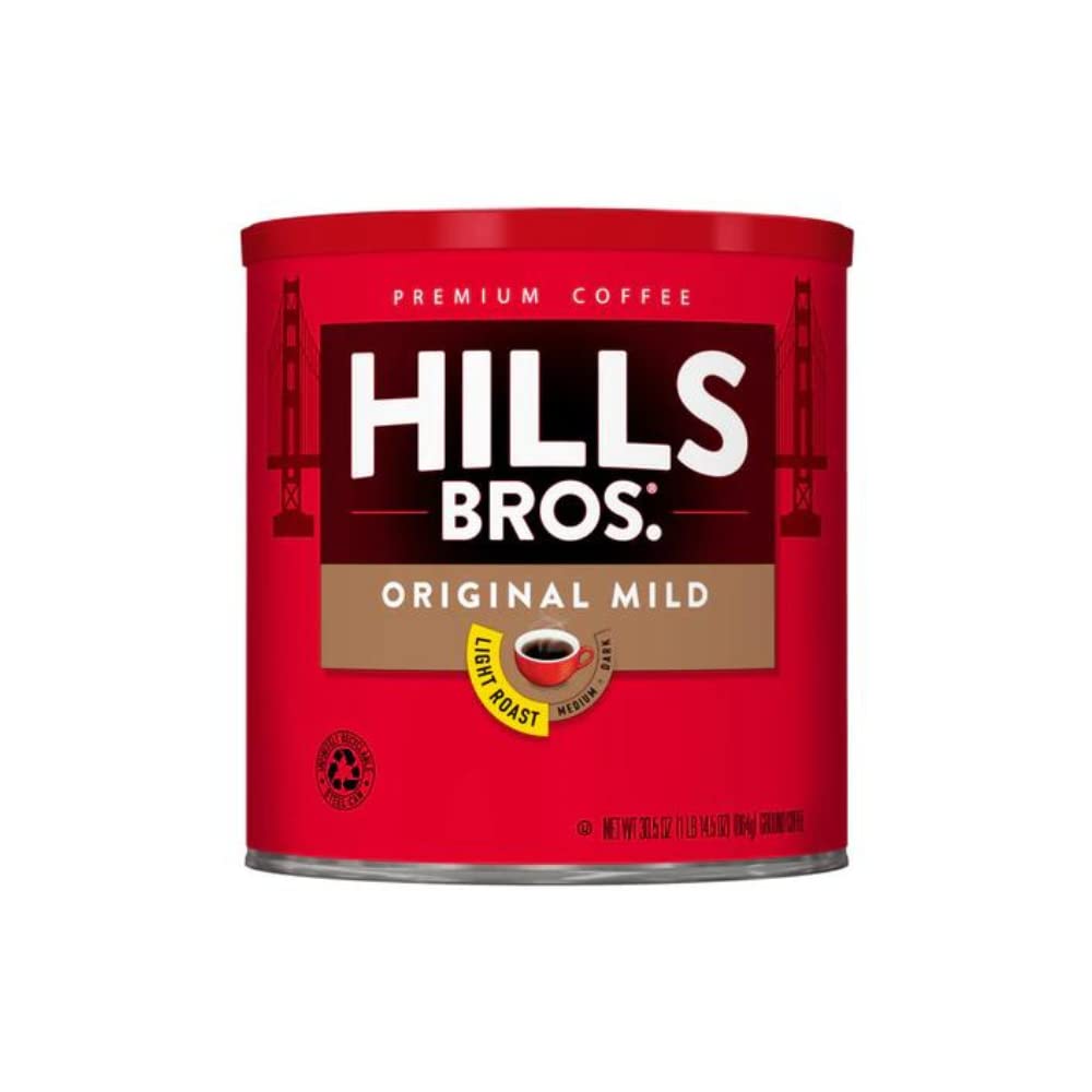 Hills Bros Original Mild Blend Ground Coffee, Light Roast, 30.5 Oz Can