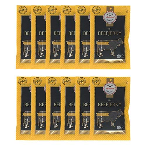 Aufschnitt Grass Fed Beef Jerky - Low Sodium, Certified Kosher - Halal And Keto Friendly - 12 Pack, Teriyaki