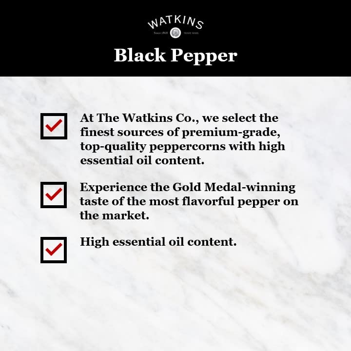 Watkins Gourmet Spice Tin, Pure Ground Black Pepper, 6 Oz. Tin, 1-Pack