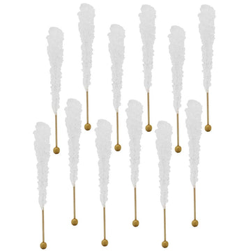 Rock Candy Lollipops Pops Candy Suckers, Color And Flavor Assortment, 6.5'' (White, 12-Pack)