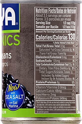 Goya Foods Organic Black Beans, Low Sodium With Sea Salt, 15.5 Ounce (Pack Of 8)