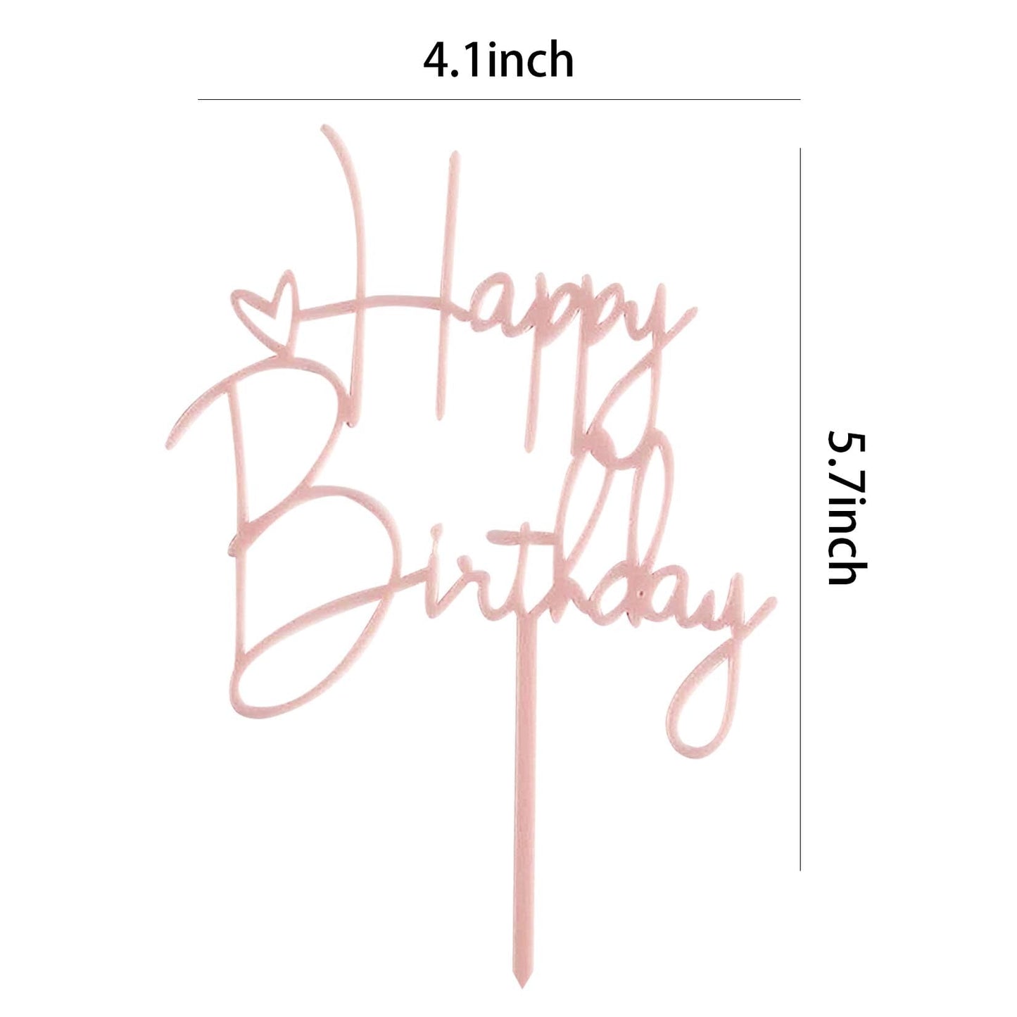 Happy Birthday Cake Topper Cake Decoration Birthday Cake Supplies (Pink Star Cake Topper)
