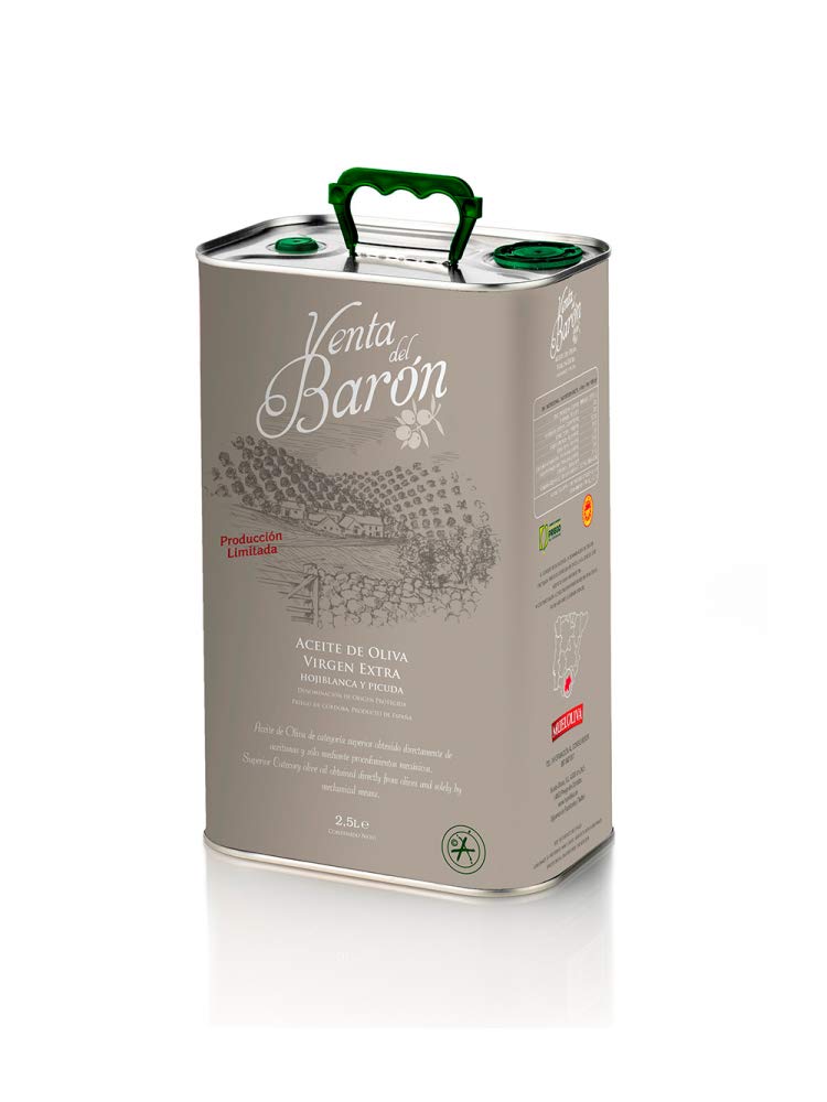 Venta del Barón Extra Virgin Olive Oil - Cold Pressed - High in Polyphenols - 84.5 fl oz (2.5 ltr) Tin