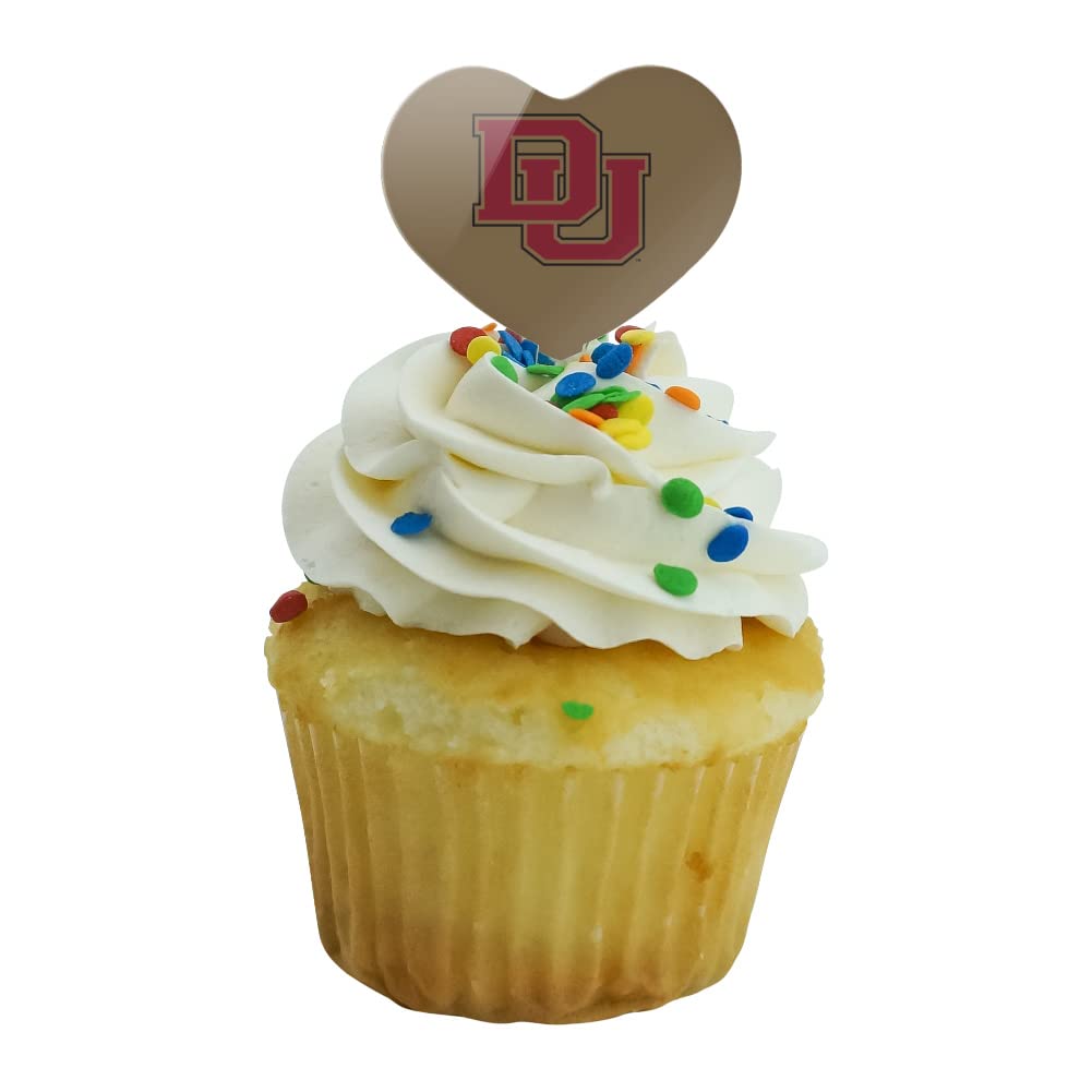 GRAPHICS & MORE Cupcake Picks Toppers Set of 6, Acrylic, University of Denver, Model CUPCAKE.HEART.CLCDEN.Z007933