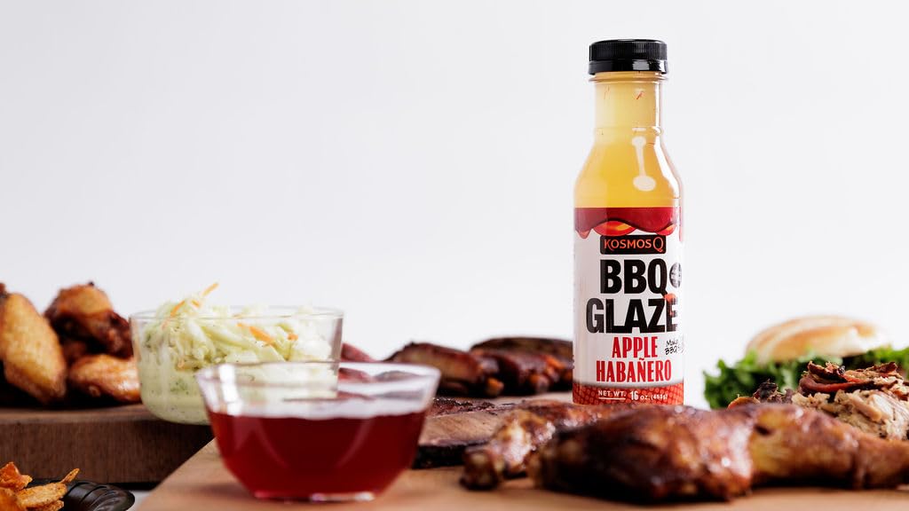 Kosmos Q Apple Habanero BBQ Glaze - 16 Oz Bottle for Sticky & Flavorful Barbecue - Thick BBQ Glaze for Competition Ready Mouth-W