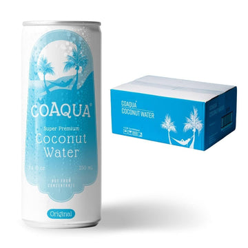 CoAqua Organic Coconut Water, 24 Pack, Natural Electrolytes for Hydration, Naturally Sweet Electrolyte Drink Potassium, Pure Coc