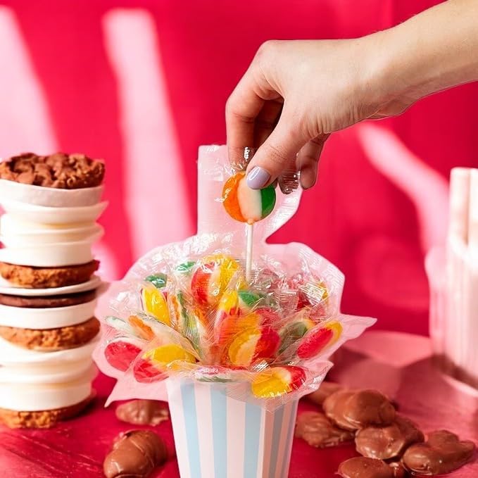 Tiger Pop Lollipops Assorted Mix Fruit Flavors-1.5 Lbs Flat And Round Lollipops, Individually Wrapped For Freshness And Convenie
