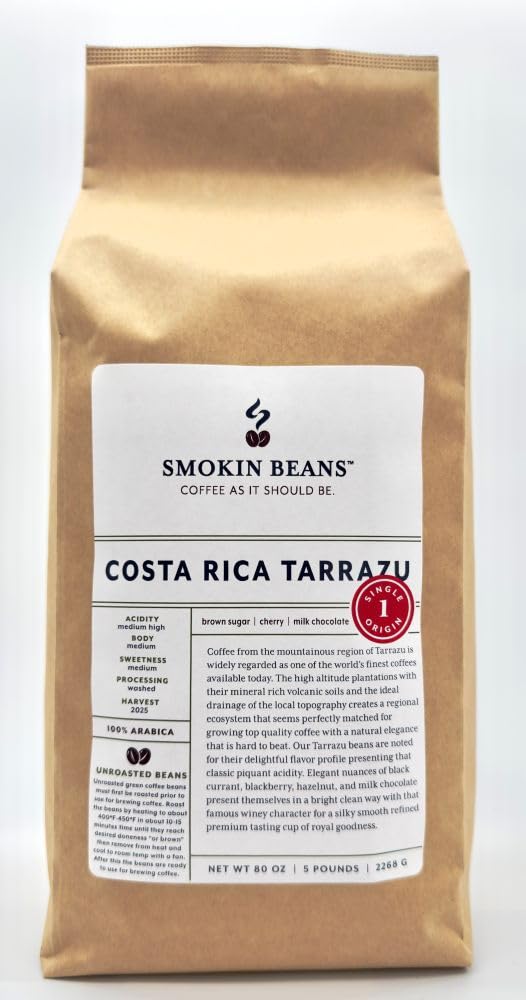 Smokin Beans Unroasted Green Arabica Coffee Beans, 5-Pound, Fresh Current Crop, Specialty Grade