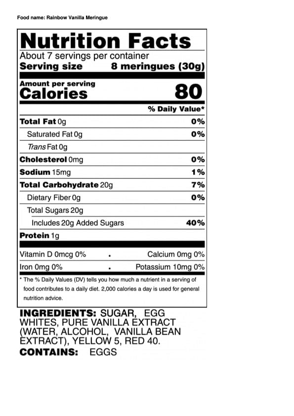 Krunchy Melts Original Meringue Cookies | Rainbow Vanilla Club Flavor | Only 90 Calories Per Serving | Fat Free, Gluten Free, Dairy Free (7 Oz)