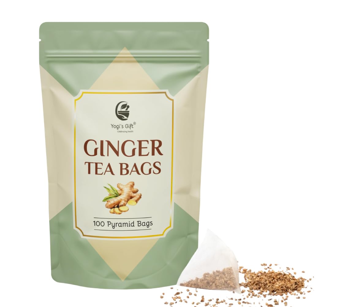 Ginger Tea Bags – 100 Count Pyramid Tea Bags – 100% Pure Dried Ginger Root Tea – Bold & Spicy Herbal Flavor Ginger Tea – By Yogi’S Gift®