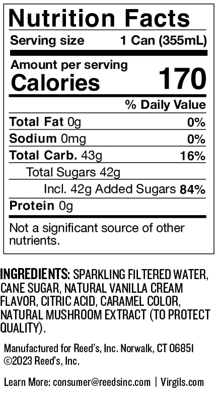 Virgils Handcrafted Vanilla Cream Soda - Creamy Bold Flavor - 12oz Cans  24 Pack