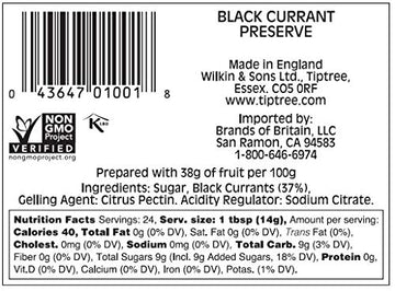 Tiptree Black Currant Preserve, 12 Ounce Jars (Pack Of 6)