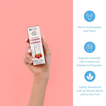 Pure Inventions Water Infusion Drops - Antioxidants, Electrolytes - No Sugar, Calories, or Artificial Sweeteners - Cranberry & E