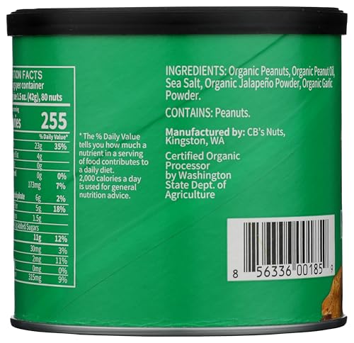 CBS Nuts Organic Kettle Roasted Jalapeno Peanuts, 14 OZ