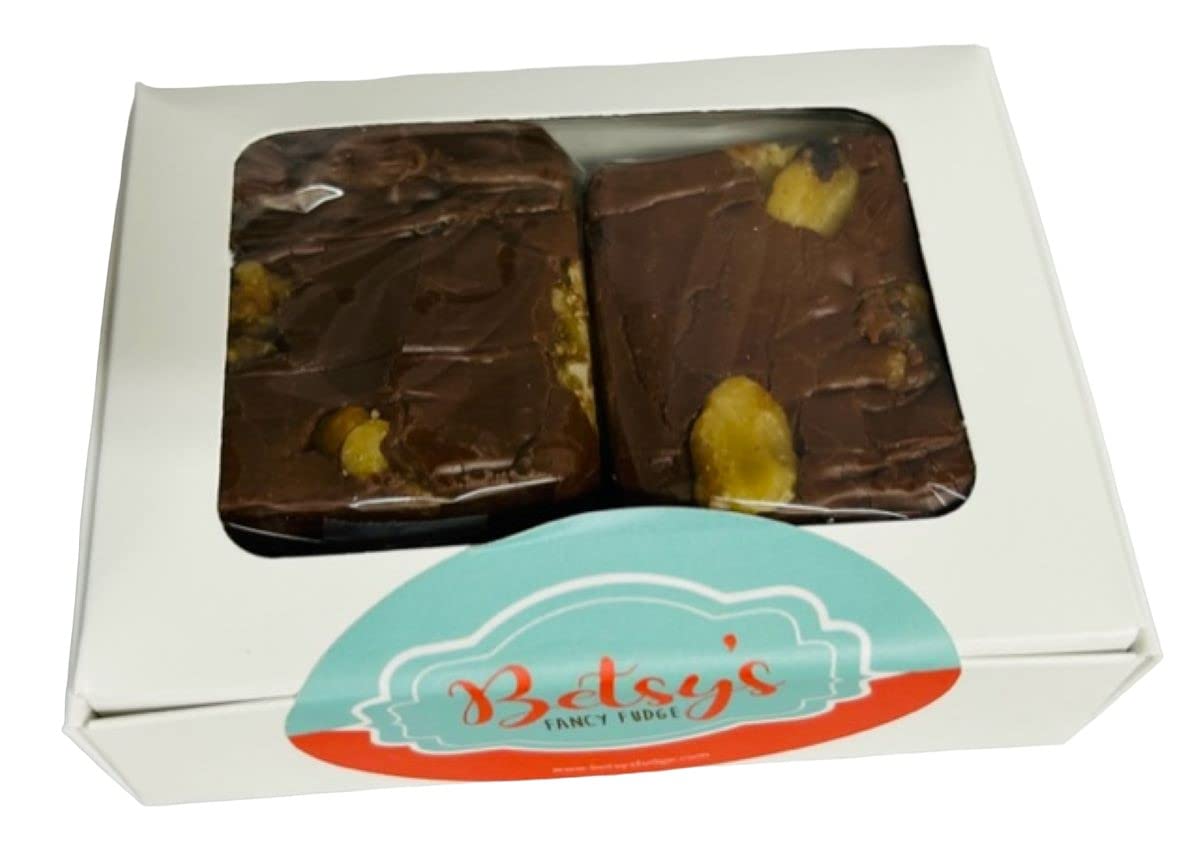 Betsy's Fancy Fudge CHOCOLATE WALNUT FUDGE, 1/2 LB in 2 Wrapped Pieces, Gluten Free, Makes Great Gift! (CHOCOLATE WALNUT 1/2 LB)