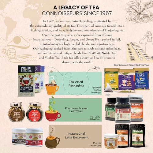 Pride Of India | Jasmine Rose Royal White Tea | 15 Pyramid Full Leaf Individually Wrapped Tea Bags | Smooth & Sweet Flavor | Soothing & Calming Experience | Less Caffeine, Non-Bioengineered