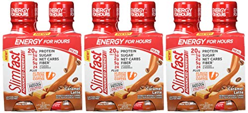 SlimFast High Protein Meal Replacement Shake, Caramel Latte, 20g Protein, 11 Fl Oz Bottle, 4 Count (Pack of 3)
