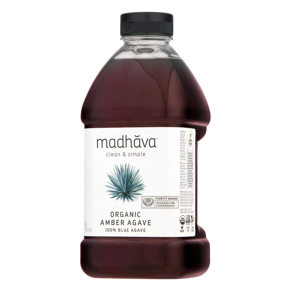 Madhava Naturally Sweet Organic Blue Agave Low-Glycemic Sweetener, Amber Raw, 46 Ounce (Packaging may vary)