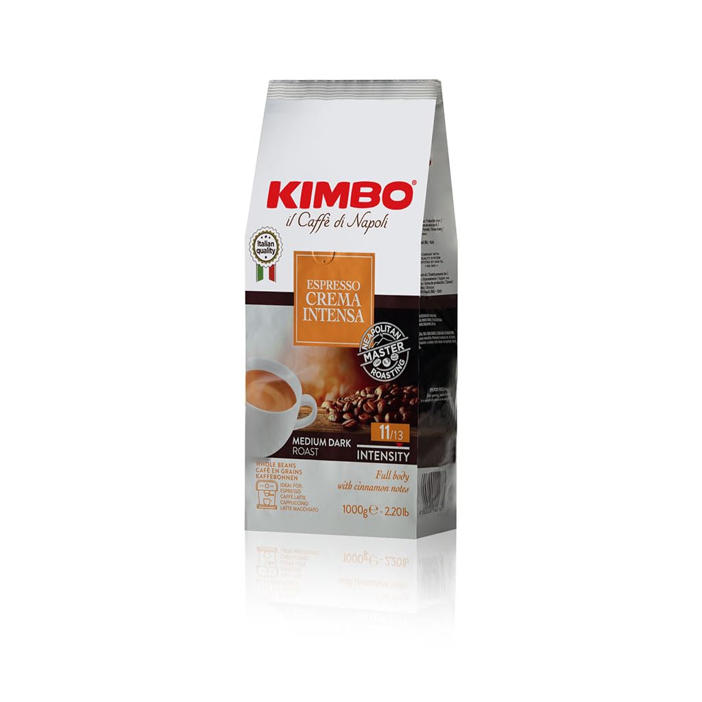 Kimbo Espresso Crema Intensa Whole Bean Coffee | Medium Dark Roast | 11/13 Intensity | Blended & Roasted in Italy | Full Body wi