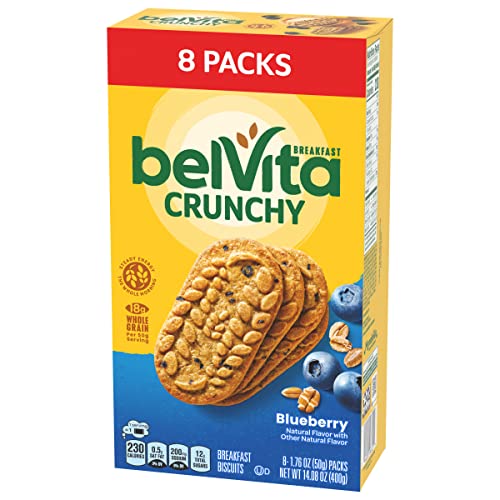 belVita Breakfast Biscuits, Blueberry Flavor, 8 Packs (4 Biscuits Per Pack)