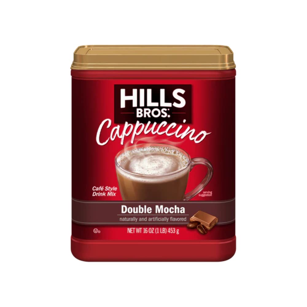 Hills Bros. Instant Cappuccino Mix, Double Mocha 16 Ounces- Frothy, Decadent Cappuccino with a Deep, Rich Chocolate Flavor (Pack