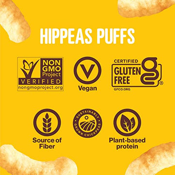 Hippeas Organic Chickpea Puffs, Vegan Nacho Vibes, 4 Ounce (Pack of 6), 4g Protein, 3g Fiber, Vegan, Gluten-Free, Crunchy, Plant