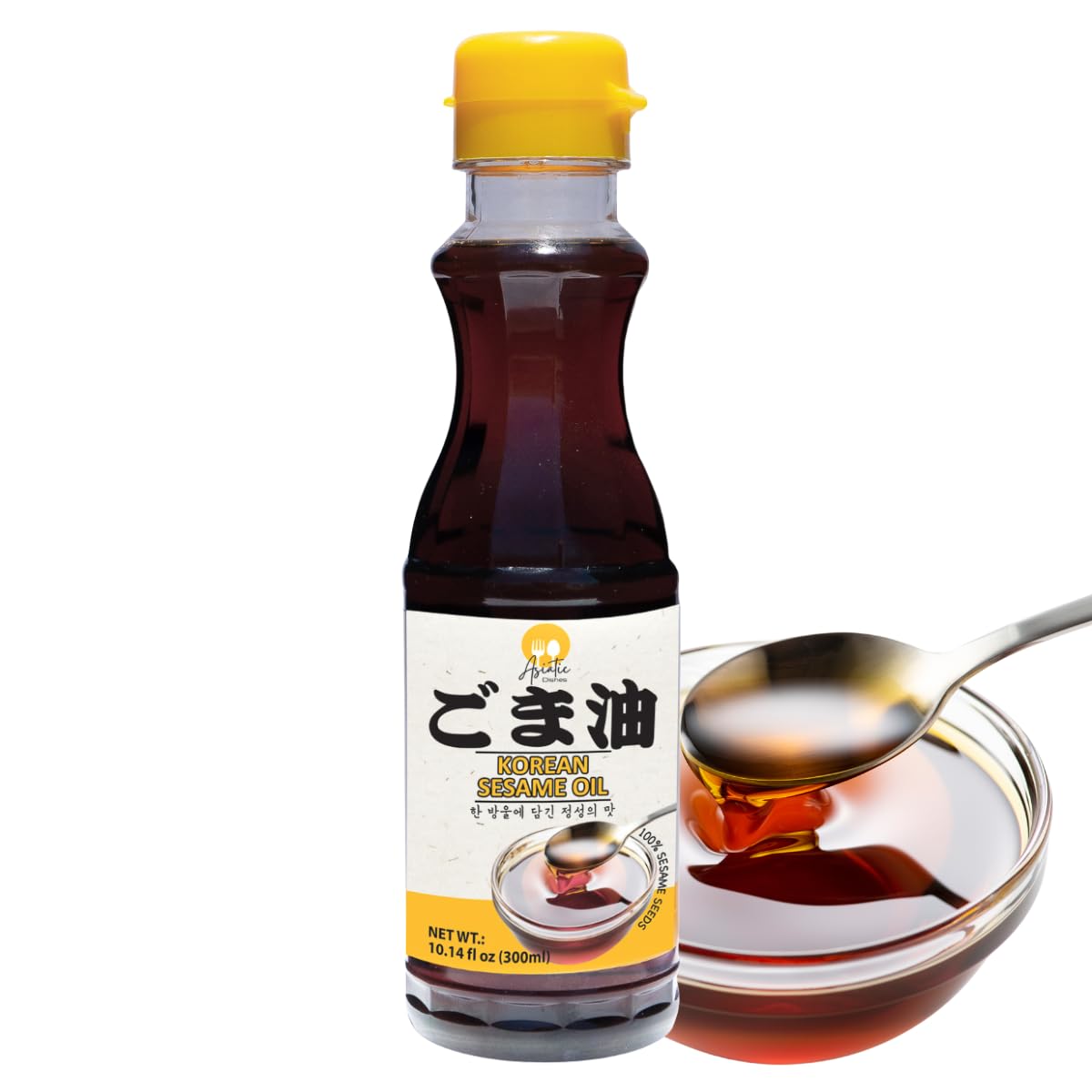 Korean Pure Sesame oil 10.14 fl oz, 100% Roasted Sesame Seed Oil with Rich Nutty Flavor, Made in Korea, Authentic Toasted Season