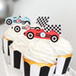 12Pcs Vintage Racing Checkered Flag Cupcake Toppers Racing Themed Birthday Party Or Baby Shower Cupcake Toppers, Buggy Party Dec