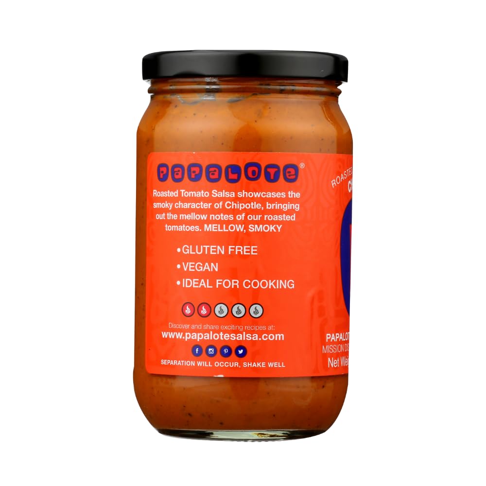 Roasted Tomato Salsa, CHIPOTLE, Authentic Mexican Recipe Bright Lively Intense Flavor Non GMO Gluten Free Vegan - Papalote Mexic