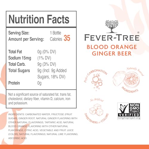 Fever-Tree Blood Orange Ginger malt-inspired - Premium Mixer - 6.76 Fl Oz - Pack of 24 - Naturally Sourced Ingredients, No Artificial Sweeteners