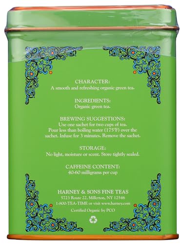 Harney Sons Organic Supreme Green, HT Tin 20 Sachets 1.4 oz 40 g