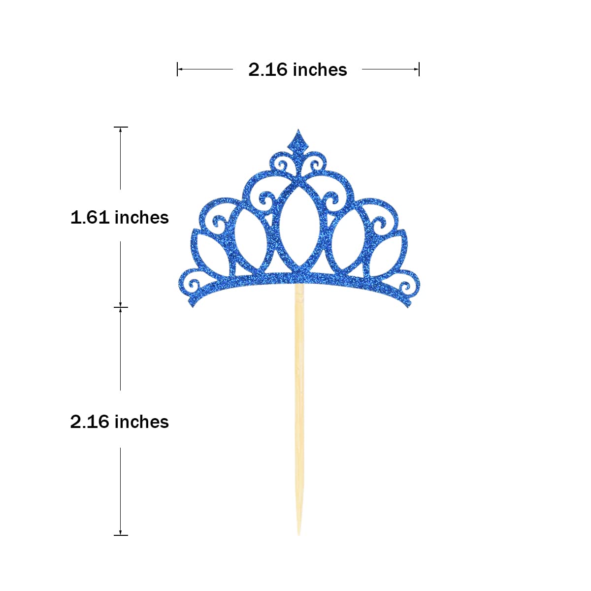 Donoter 24 Pieces Blue Princess Crown Cupcake Toppers Cake Picks For Birthday Baby Shower Party Decorations