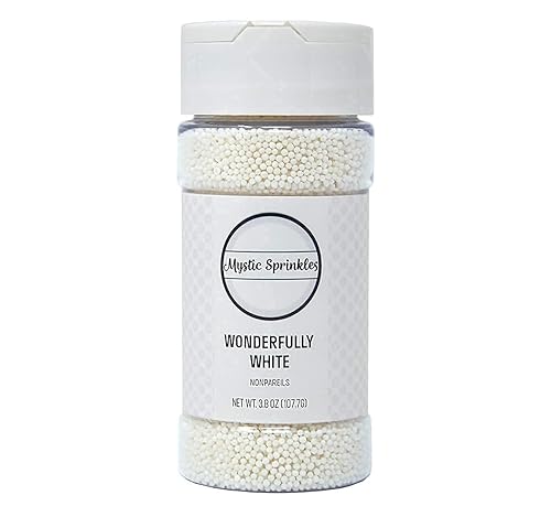 Mystic Sprinkles Solid Color Nonpareils 3.8Oz Bottle (Wonderfully White)