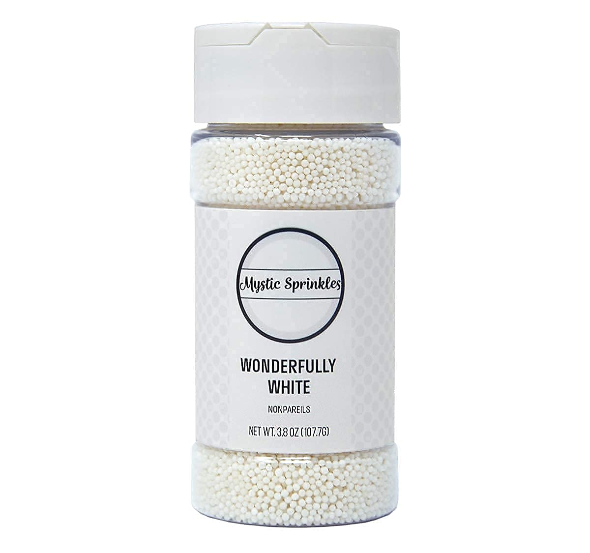 Mystic Sprinkles Solid Color Nonpareils 3.8Oz Bottle (Wonderfully White)