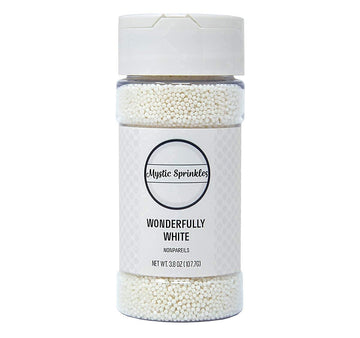 Mystic Sprinkles Solid Color Nonpareils 3.8Oz Bottle (Wonderfully White)