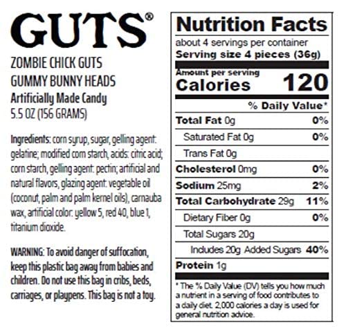 Zombie Chick Guts Gummy Mixed Fruit Flavored Bunny Head Fun Unique Halloween Candy Gag Gift For Birthday Girls, Boys, Kids & Tee
