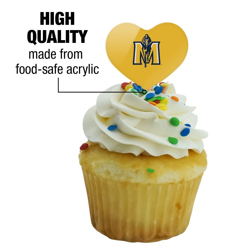 GRAPHICS & MORE Cupcake Picks Set of 6, Acrylic, Murray State University Secondary Logo Heart Design