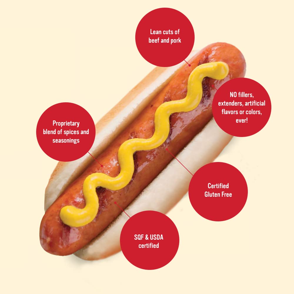 Berks Beef and Pork Grill Hot Dogs, Gluten-Free, Pack of 3, 8 per Pack