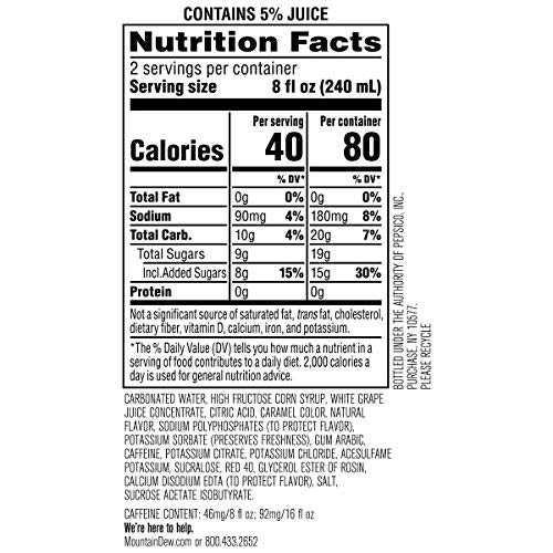 Mountain Dew Kickstart Black Cherry Drink, 92mg Caffeine, 80 Calories, 16 Fl Oz (Pack of 12)